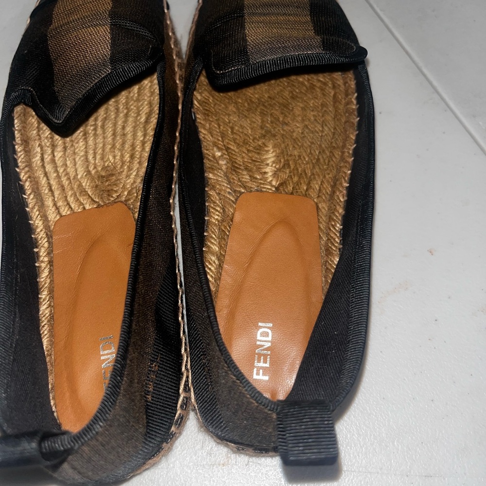 Fendi Black and Brown Espadrille Flats 8 1/2 - Picture 4 of 6